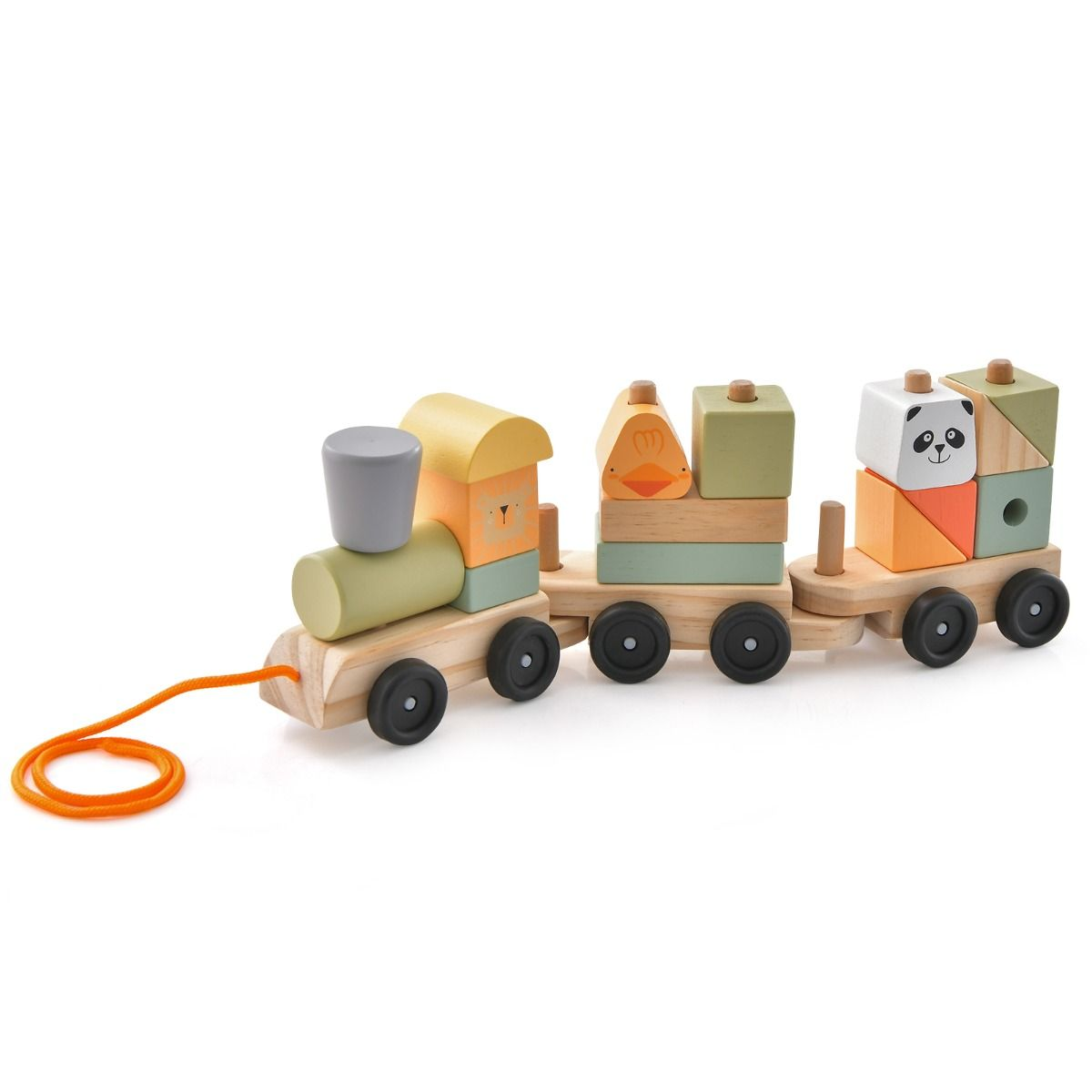Interactive 3-Section Toy Train with Colourful Stackable Building Blocks