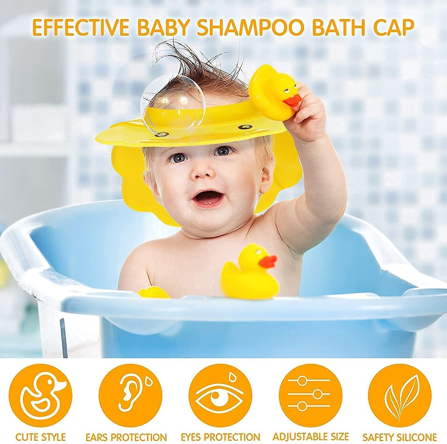 Baby Shower Cap: Adjustable Kids Shampoo Hat - Image 3