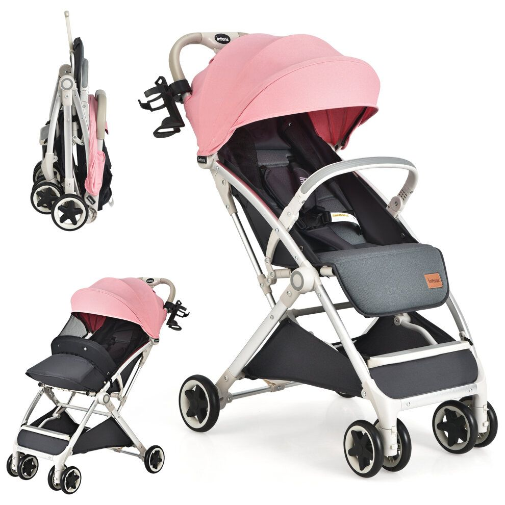 Adjustable Baby Stroller with One-Hand Folding and foot rest